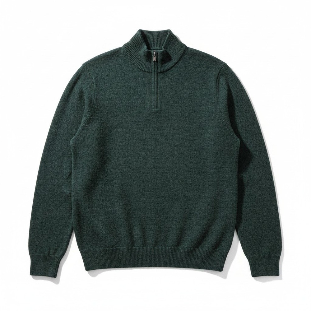 Christian Lacroix Pullover Sweater Merino Wool Lightweight Quarter Zip Green L
